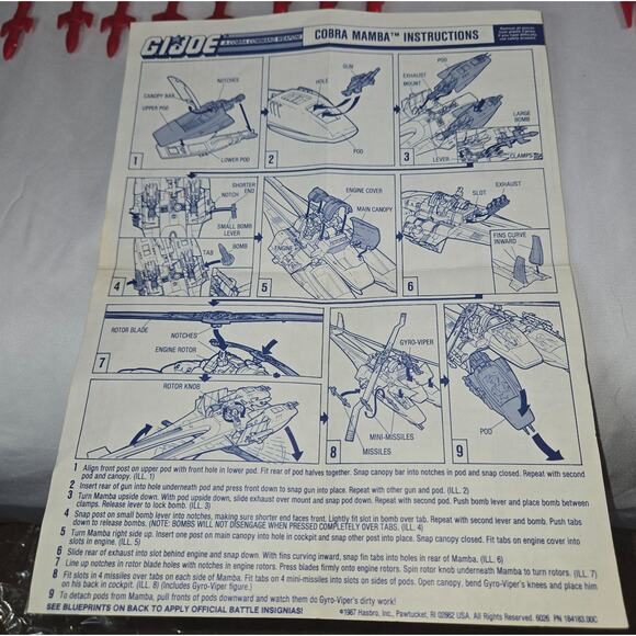 GI Joe Cobra Mamba Gyro-Viper 1987 Complete Box Bombs Figurine Manual Insert - Picture 7 of 16